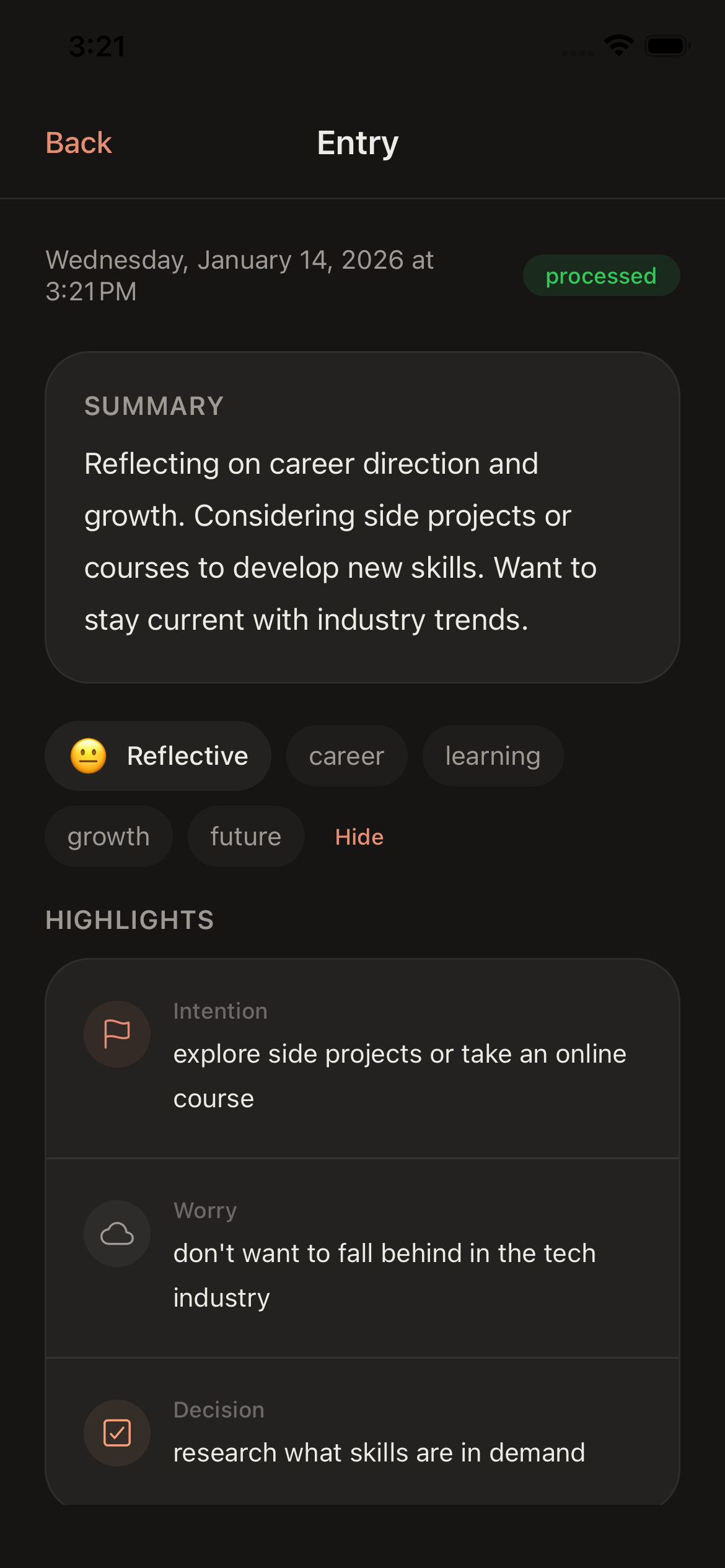 Journal entry detail